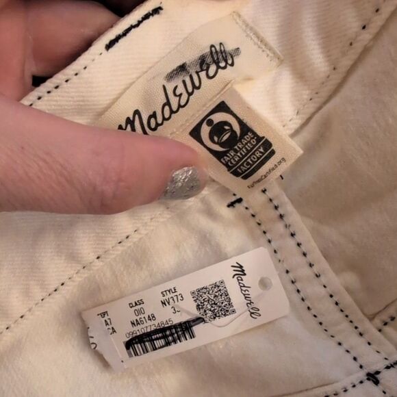 NWT Madewell Superwide-Leg Utility Jeans Canvas Beige Cream White Sz 33 - Picture 7 of 14